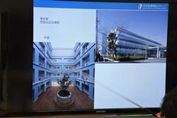 平成医療福祉グループの施設（画面左：世田谷記念病院外観、右：その中庭）