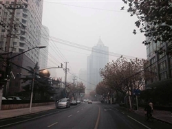 PM2.5で視界不良となった上海市内の様子（13年12月撮影）